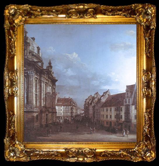 framed  BELLOTTO, Bernardo Dresden, the Frauenkirche and the Rampische Gasse, ta009-2